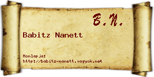 Babitz Nanett névjegykártya